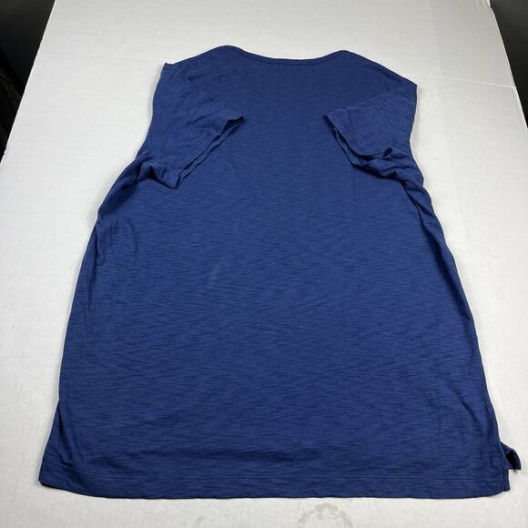 Vince Mens V-Neck Cotton T-Shirt Blue Plain Short Sleeve Top Basic Tee XL FLAW - Picture 9 of 11